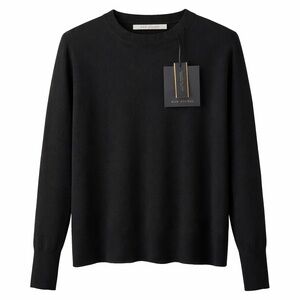 Max Studio 100% Extra Fine Merino Wool Sweater Black Crewneck Top Size M NWT